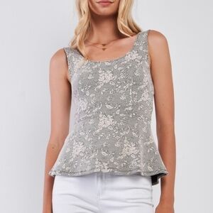 Sugar Lips Floral Printed Sleeveless Peplum Tank